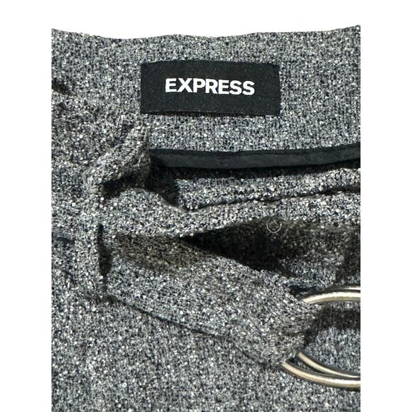 Express Stylist Pants Gray Tweed Belted High Rise Ankle Paperbag Waist 6R - Picture 5 of 7